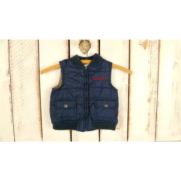Timberland blue nylon childrens outdoor snow vest -12 months